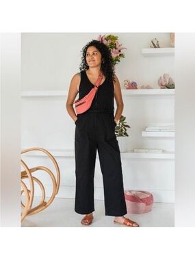 Una Pluma Cremallera Jumpsuit Small Black